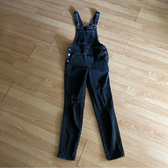 Old Navy Blackjack Denim Distressed Overalls Women’s 0 - Picture 1 of 9
